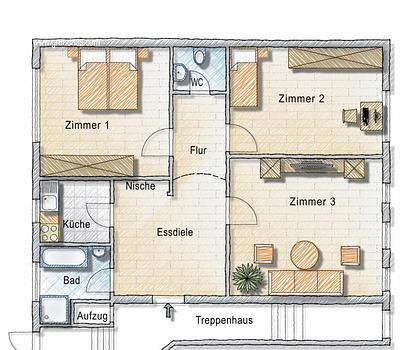 Wohnen in St. Johannis ...
3-Zimmer-Wohnung mit Garage