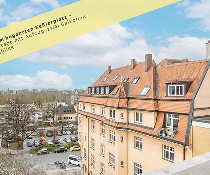 Wohnen am begehrten Keßlerplatz – oberste Etage mit Aufzug, zwei Balkonen und Burgblick
